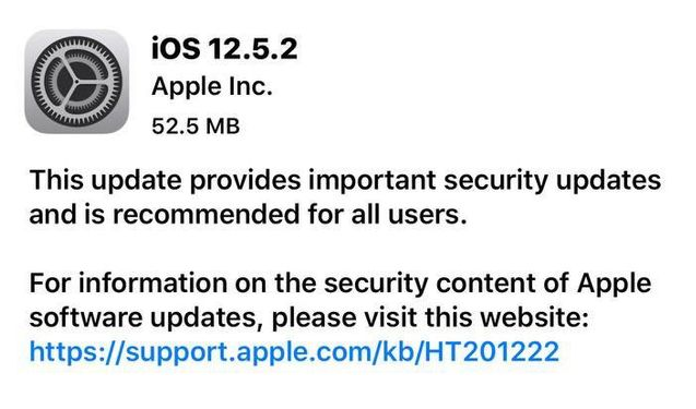 龙城苹果手机维修分享iOS12.5.2发布，建议所有老苹果用户安装 